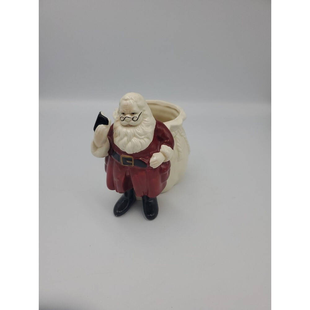 Vtg Ceramic Santa Planter Candy Bowl Flower Vase Centerpiece ROC Taiwan Made